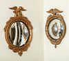 Two Similar Federal Style Carved and Gilt Wood Small Convex Mirrors