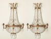 Pair of Empire Style Cut-Glass-Mounted Gilt-Metal Three-Light Sconces