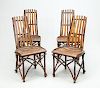 Set of Four Bentwood and Oak Side Chairs