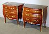 Pair of Louis XV Style Marble Top 2 Drawer