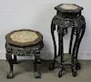 2 Chinese Carved Hardwood Tables with Marble