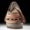 Early 20th C. Papua New Guinea Woven Fiber Yam Mask