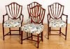 Six Hepplewhite shieldback dining chairs