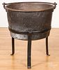 Copper apple butter kettle on stand, 19th c.