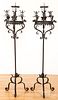 Pair of wrought iron torchieres
