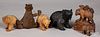 Six carved wood Black Forest bears