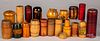 Collection of turned wood banks, canisters, etc.