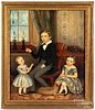 English oil on canvas portrait of three children