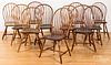 Eleven hoopback Windsor chairs