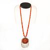 Native American Zuni Spiny Oyster Pendant Necklace