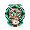Native American Navajo Turquoise Sterling Silver Watch Cuff