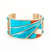 Native American Zuni Channel Inlay Silver Cuff Bracelet