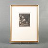 Charles Emile Jacque Framed Etching, The Forge