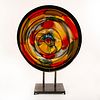 Large Colorful Glass Charger on Metal Stand