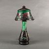 In The Style Of Galle Cameo Glass Floral Table Lamp