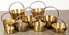 Nine brass and bell metal kettles, 19th c.
