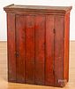 Painted pine hanging cupboard, 19th c.