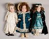 Three German bisque head dolls