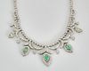 18K White Gold, Emerald and Diamond Necklace