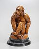 Wood Sculpture of a Monkey-Like Figure