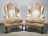 Pair Queen Anne-Style Fauteuil Armchairs
