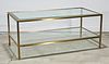 Glass and Brass Two-Tiered Coffee Table