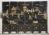 Chinese Painted Six Panel Wood Screen