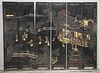 Chinese Six-Panel Painted Wood Screen