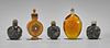 Group of Five Various Snuff Bottles