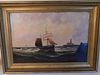 PAINTING OF OSTEND BOAT & LIGHTHOUSE 