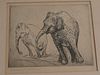 CHARLES WOODBURY ETCHING - ELEPHANTS
