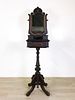Antique Marble Top Wood Shaving Mirror on Stand