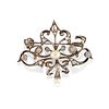 A silver, 18K yellow gold, pearl and diamond brooch, first half of 20th Century