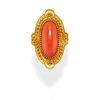 A 18K yellow gold and coral ring, first half of 20th Century