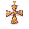 A 18K two-color gold, ruby and diamond pendant