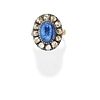A silver, 18K yellow gold, sapphire and diamond ring, first half of 20th Century
