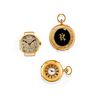Three 18K yellow gold, enamel, ruby and diamond watches, defects
