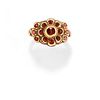 A 18K yellow gold and garnet ring, early 20th Century