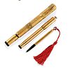 Lot of 18K yellow gold and gold plated pens and one pencil