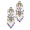 A silver, 18K yellow gold, amethyst, cultured pearl and diamond pendant earrings