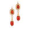 A low-carat gold and coral earclips