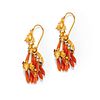 A 10K yellow gold and coral earclips