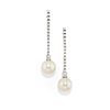 A 18K white gold, cultured pearl and diamond pendant earrings