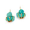 A 18K yellow gold and turquoise earclips