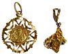 22k Gold Nugget and 18k Gold Pendant Assortment