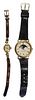 18k Yellow Gold Case and 14k Yellow Gold Case Wrist Watches