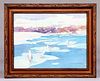 Carl Nordstrom Watercolor "Gulls on the Ice"