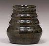 Fulper Pottery Ribbed Mirror Black Vase c1920s