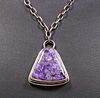 Purple Agate Sterling Silver Pendant Necklace
