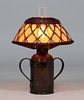 Gustav Stickley Hammered Copper Two-Handled Lamp c1910